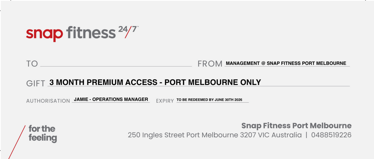 Snap Fitness 3 Month Premium Gym Membership