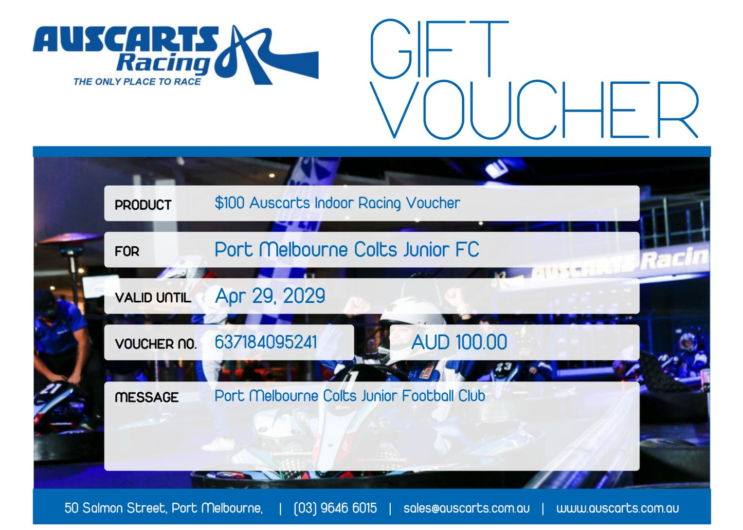 AUSCARTS Racing Gift Voucher